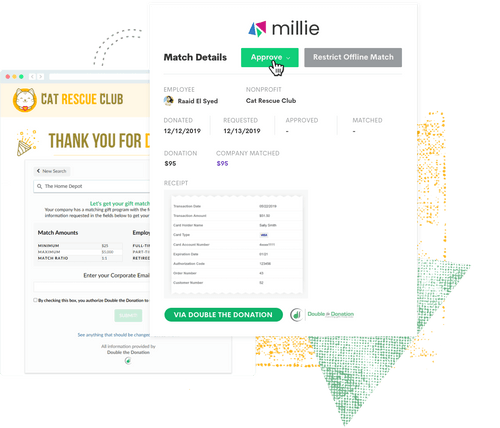 Millie DTD corporate giving vendor partnership - Donor Amplification