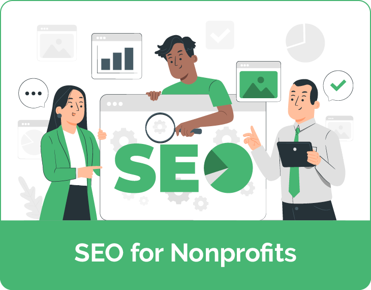 A decorative illustrative image that says: SEO for Nonprofits